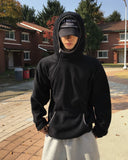 Foil fleece diagonal half zip-up