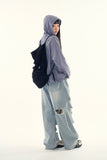 Happy destroyed wide denim pants