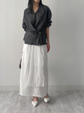 Crinkle Big Collar Wrap Blouse