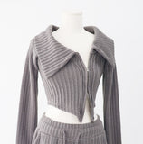 Showdy Unbalanced Rib Cardigan + Pants Set
