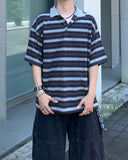 Boxy Stripe Collar Short Sleeve Tee