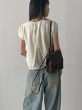 Plain layered short sleeve blouse