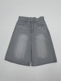 Gray Catwash Bermuda Wide Denim