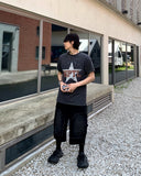Damage Cut Double Knee Bermuda Banded Denim