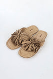 Palm tree suede tassel flip-flops
