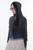 Button hood cardigan