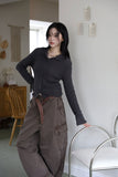 Rib mohair collar cardigan