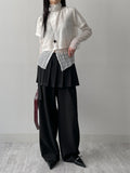 Block High Neck See-Through Blouse
