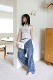 Side pin tuck rivet denim