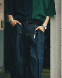 [AG] Long Tuck Wing Balloon Denim Pants