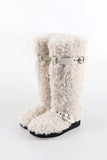 Teddy Fur Buckle Long Boots