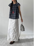 Tom Check Flare Short Sleeve Blouse
