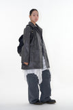 Arco button leather long jacket