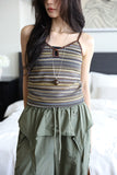 Two-tone ethnic sleeveless top