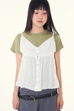 Pure shirring sleeveless blouse