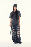Happy destroyed wide denim pants