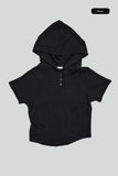 Let henley crop hoodie top
