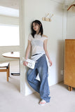 Side pin tuck rivet denim