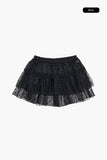 Star sheer frill mini skirt