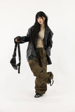 Antique snap crack leather jacket