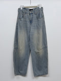 [unisex/summer yarn] Fred pin tuck wide denim pants (Tin blue)
