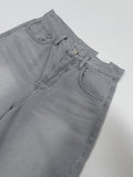 Gray Catwash Bermuda Wide Denim