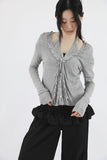 Ronnie Frill Cardigan Halter Tee