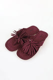 Palm tree suede tassel flip-flops