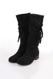 Suede tie strap long boots