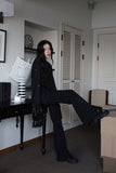Rivet belt bootcut pants