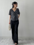 Frill V-Neck See-Through Blouse