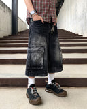 Round Curve Cargo Bermuda Denim