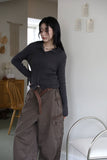 Rib mohair collar cardigan