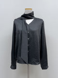 Satin Tie V-Neck Blouse