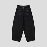 Post Striped Wide Denim