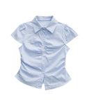 PUFF SLEEVE SHIRRING BLOUSE