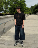 Embroidered Lettering Bermuda Pants