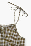 Ribbon check frill one piece
