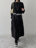 Ribbon shirring flare long skirt