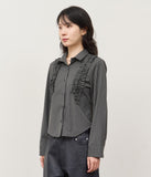 (W) Modet Frill Striped Shirt