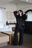 Rivet belt bootcut pants