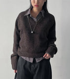 Mix Boucle V-Neck Overfit Knit