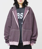 Poen Striped Pigment Zip Hoodie