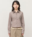 (W) Leaf Striped Shirt