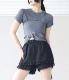 Det shirring layered t-shirt