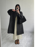 [wool100%/handmade] Herringbone Adjust Raglan Long Coat