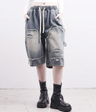 (Unisex) Mare Half Damage Denim Pants