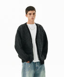 MIXED HAIRY KNIT CARDIGAN