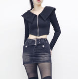 Twill Rib Big Collar Knit