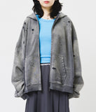 R Heavy Destroyed Zip Hoodie